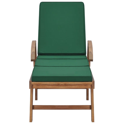 Solsängar med dynor 2 st massiv teak grön