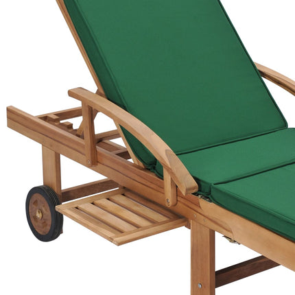 Solsängar med dynor 2 st massiv teak grön