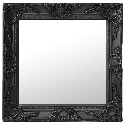 Väggspegel barockstil 50x50 cm svart