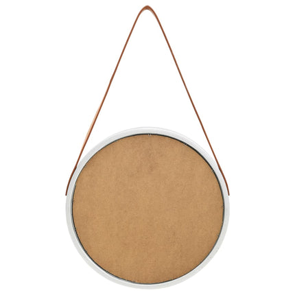 Väggspegel med rem 40 cm silver