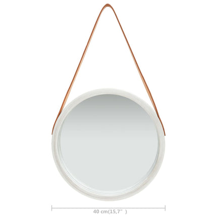 Väggspegel med rem 40 cm silver