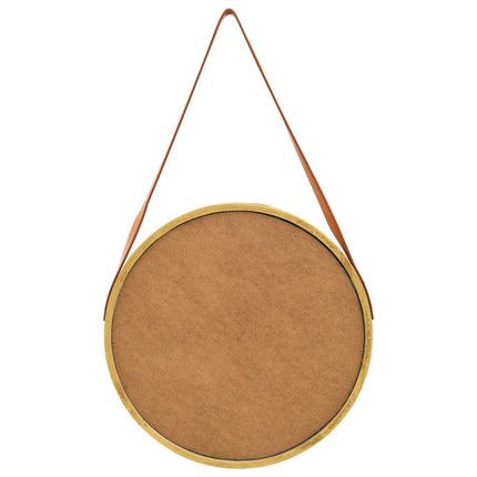 Väggspegel med rem 50 cm guld