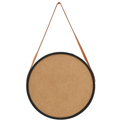 Väggspegel med rem 50 cm svart
