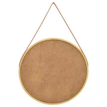 Väggspegel med rem 60 cm guld