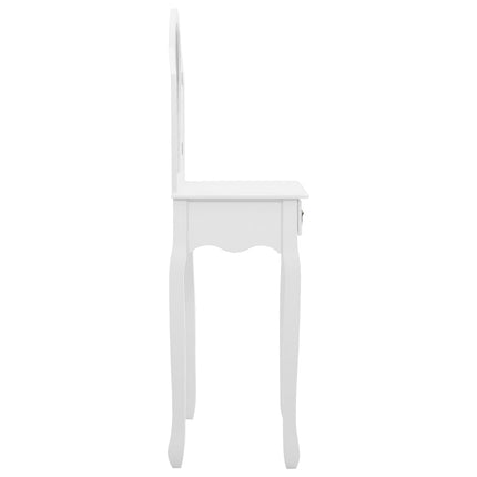 Sminkbord med pall vit 65x36x128 cm kejsarträ MDF