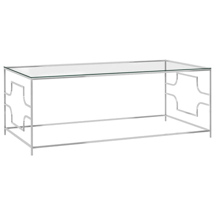 Soffbord silver 120x60x45 cm rostfritt stål och glas