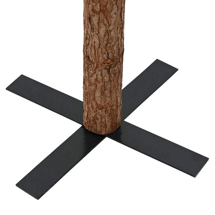 Smal plastgran med äkta trä och kottar vit snö grön 210 cm