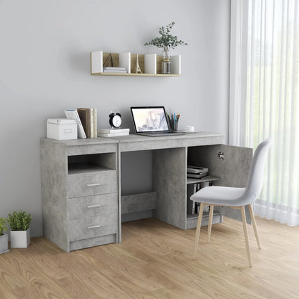 Skrivbord betonggrå 140x50x76 cm konstruerat trä