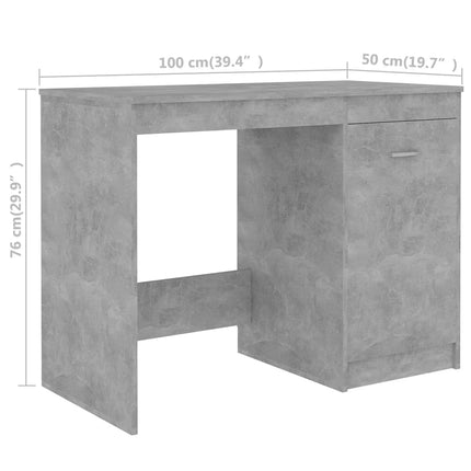 Skrivbord betonggrå 140x50x76 cm konstruerat trä