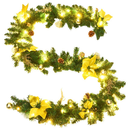 Julgirlang med LED-lampor grön 2,7 m PVC
