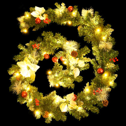 Julgirlang med LED-lampor grön 2,7 m PVC