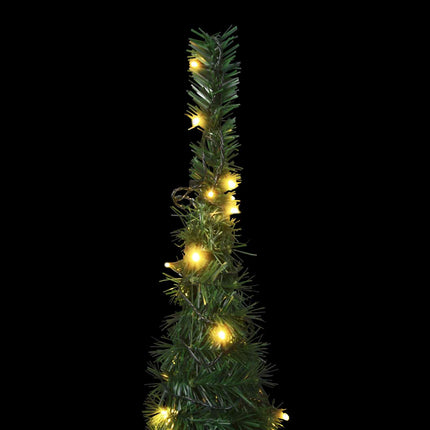 Julgran with LED String Lights Grön 150 x 150 cm PVC