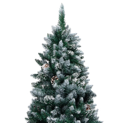 Plastgran med kottar och vit snö 180 cm