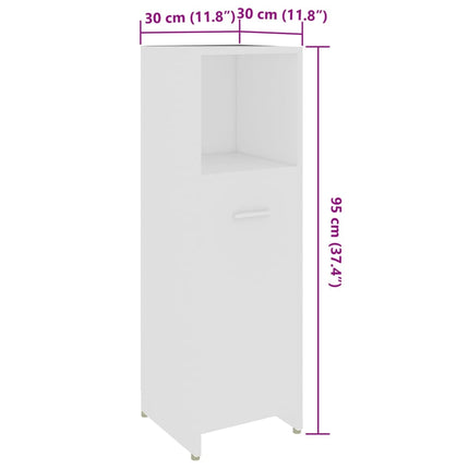 Badrumsskåp vit 30x30x95 cm konstruerat trä