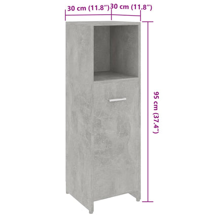 Badrumsskåp betonggrå 30x30x95 cm konstruerat trä