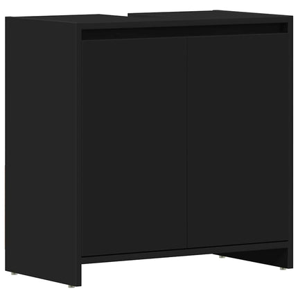 Badrumsskåp svart 60x33x61 cm konstruerat trä