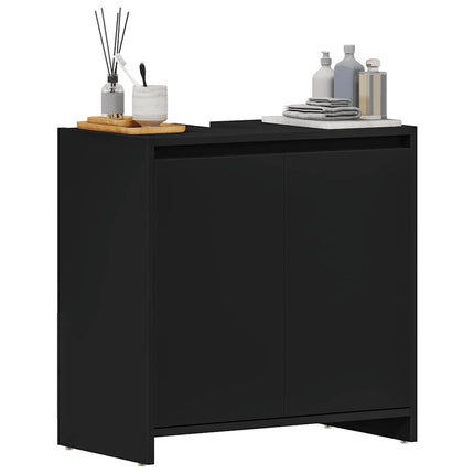 Badrumsskåp svart 60x33x61 cm konstruerat trä