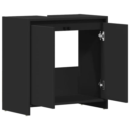 Badrumsskåp svart 60x33x61 cm konstruerat trä