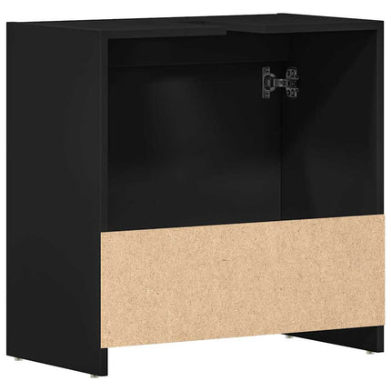 Badrumsskåp svart 60x33x61 cm konstruerat trä