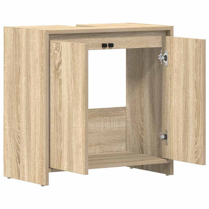 Badrumsskåp sonoma-ek 60x33x61 cm konstruerat trä