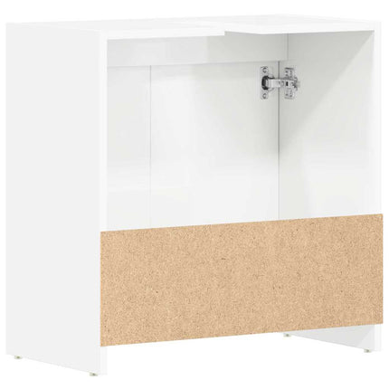 Badrumsskåp vit högglans 60x33x61 cm konstruerat trä