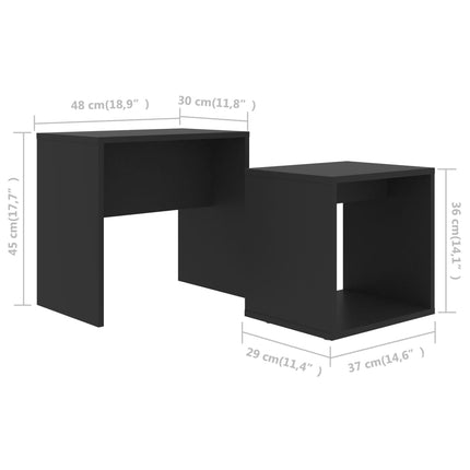 Soffbord set svart 48x30x45 cm konstruerat trä