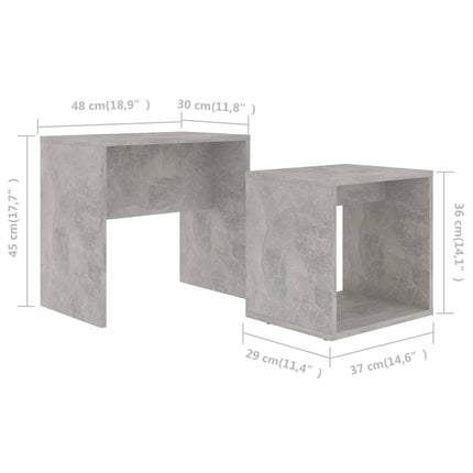 Soffbord set betonggrå 48x30x45 cm konstruerat trä