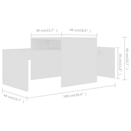 Soffbord set vit 100x48x40 cm konstruerat trä