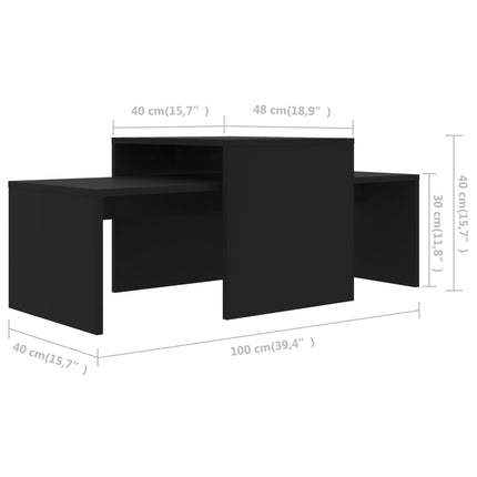 Soffbord set svart 100x48x40 cm konstruerat trä