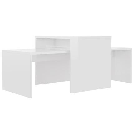 Soffbord set vit högglans 100x48x40 cm konstruerat trä