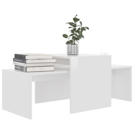 Soffbord set vit högglans 100x48x40 cm konstruerat trä