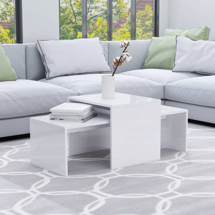Soffbord set vit högglans 100x48x40 cm konstruerat trä