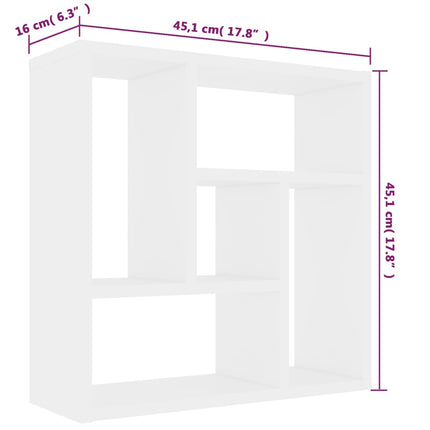 Vägghylla vit 45,1x16x45,1 cm konstruerat trä