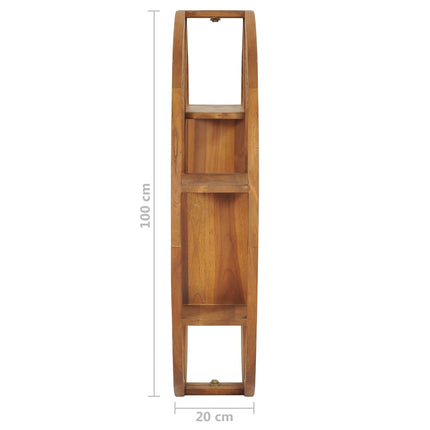 Yin yang-vägghylla 100x20x100 cm massiv teak