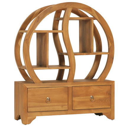 Skåp med yin yang-hylla 68x26x83 cm massiv teak