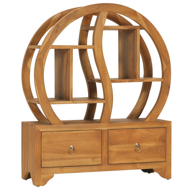 Skåp med yin yang-hylla 68x26x83 cm massiv teak