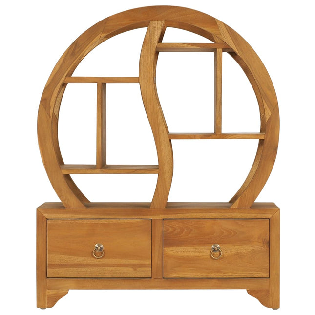 Skåp med yin yang-hylla 68x26x83 cm massiv teak