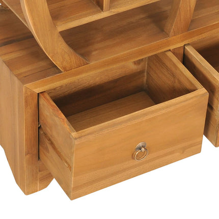 Skåp med yin yang-hylla 68x26x83 cm massiv teak