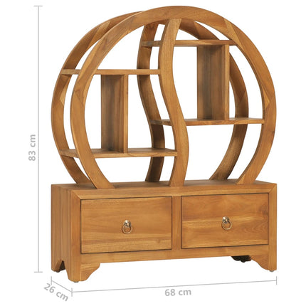 Skåp med yin yang-hylla 68x26x83 cm massiv teak
