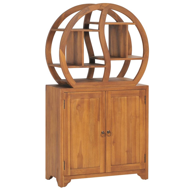 Skåp med yin yang-hylla 70x30x130 cm massiv teak