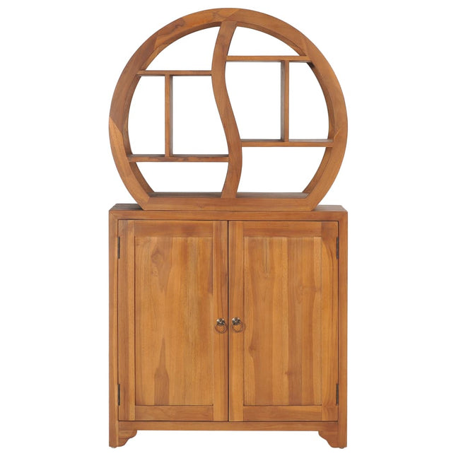 Skåp med yin yang-hylla 70x30x130 cm massiv teak