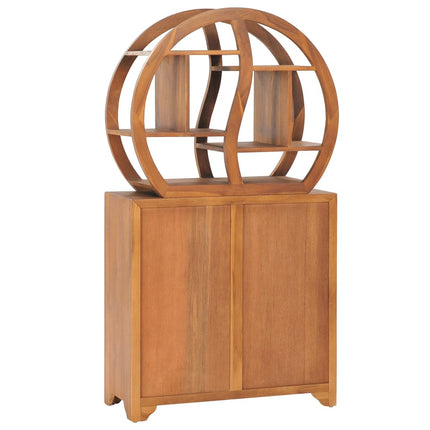 Skåp med yin yang-hylla 70x30x130 cm massiv teak