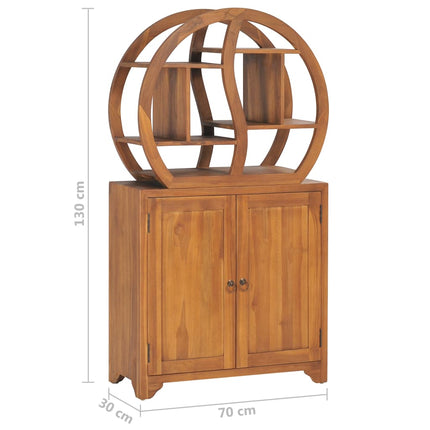 Skåp med yin yang-hylla 70x30x130 cm massiv teak