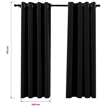 Mörkläggningsgardin linnelook 2 st antracit 140x175cm