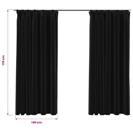 Mörkläggningsgardiner med krokar 2 st antracit 140x175 cm