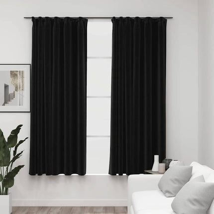 Mörkläggningsgardiner med krokar 2 st antracit 140x175 cm