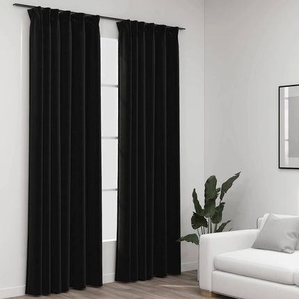 Mörkläggningsgardiner med krokar 2 st antracit 140x245 cm