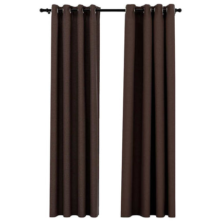Mörkläggningsgardin med öljetter linnelook 2 st taupe 140x225cm