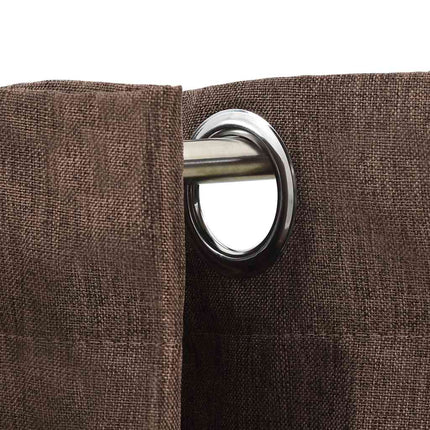 Mörkläggningsgardin med öljetter linnelook 2 st taupe 140x225cm