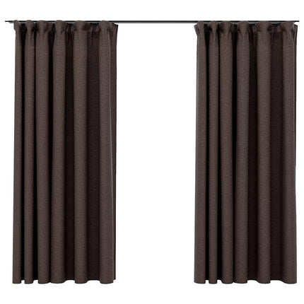 Mörkläggningsgardin med krokar linnelook 2 st taupe 140x175 cm